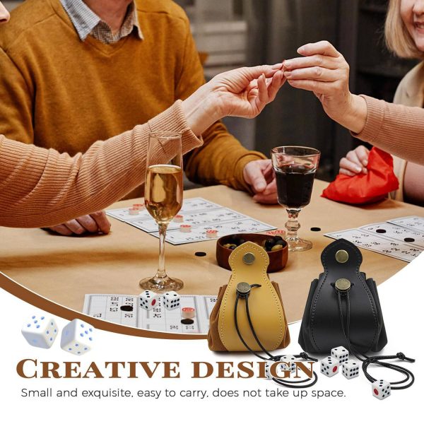 Mini PU Leather Drawstrin Dice Bag