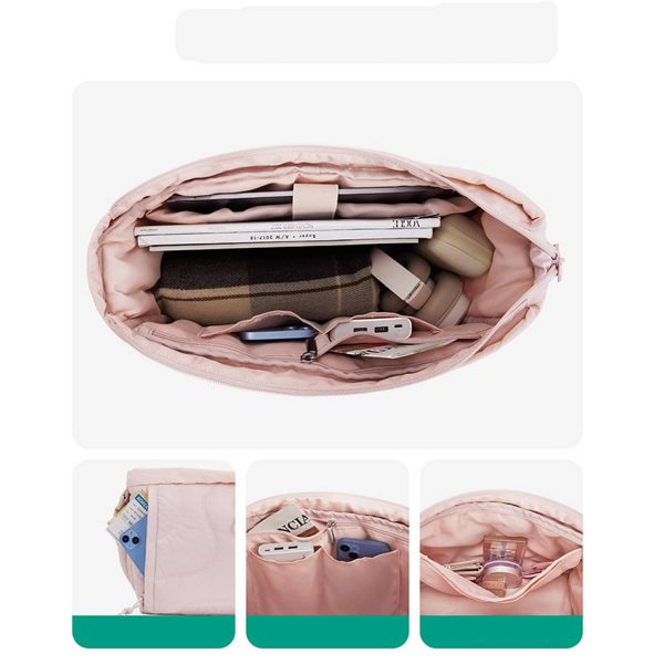 Adjustable Strap Puffer Quilted Nylon Tote Bag