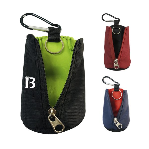 Mini Polyester Golf Ball Pouch w/ Carabiner