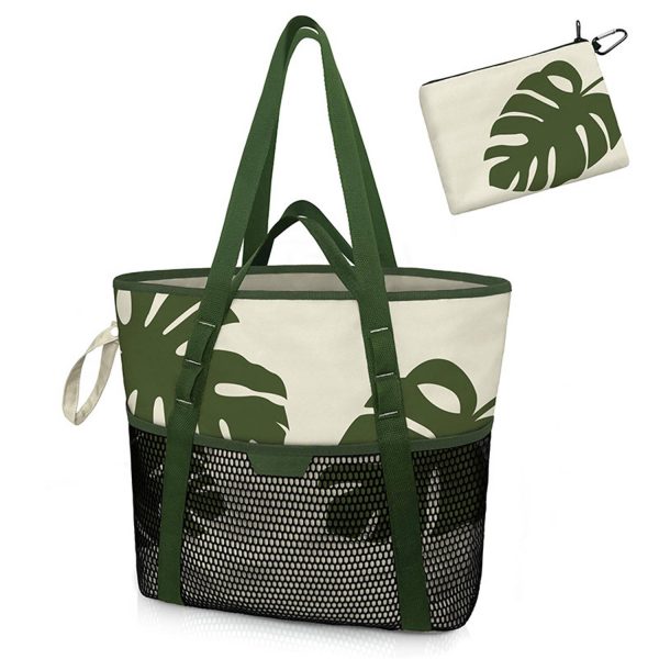 Nylon Zippered Sandproof Foldable Beach Tote Bag