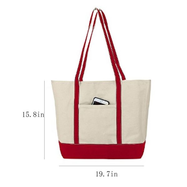 Two Tone Magnetic Snap Canvas Tote Bag