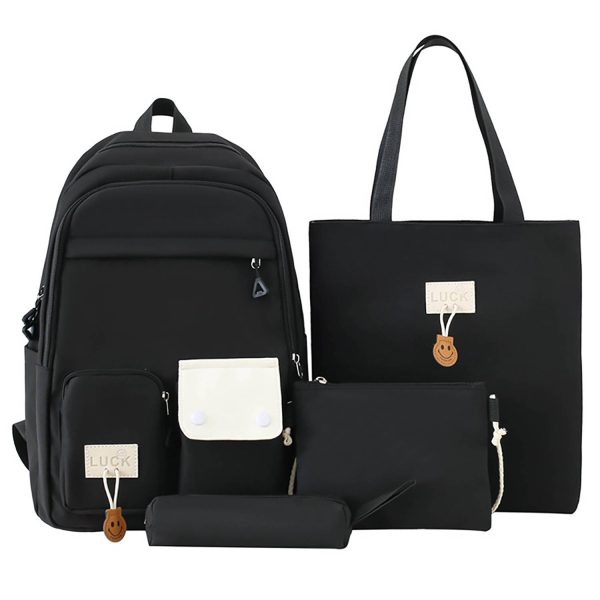 4 Pcs Large Capacity Nylon School Backpack Set