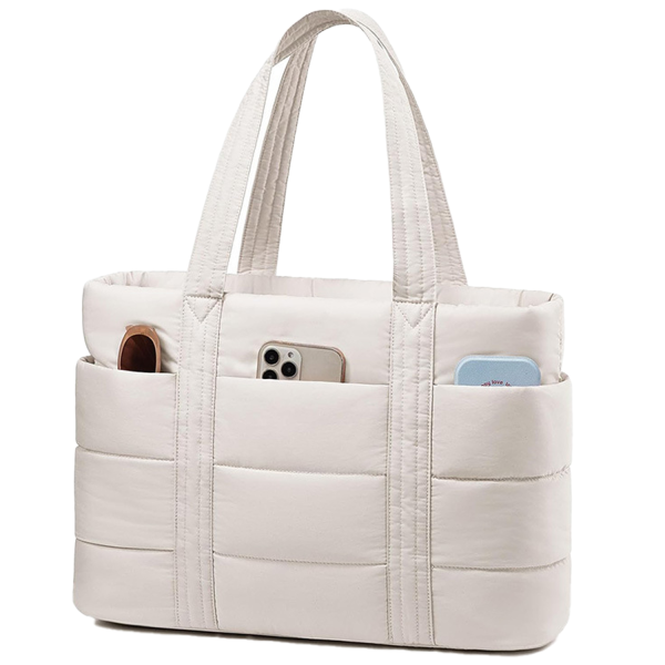 15.6 Inch Lightweight Nylon Puffer Laptop Tote Bag