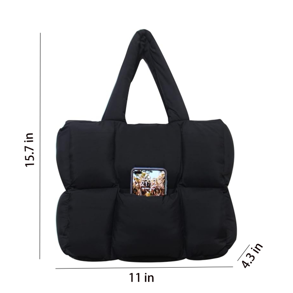 Lightweight Quilted Puffy Nylon Tote Bag