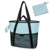 Nylon Zippered Sandproof Foldable Beach Tote Bag