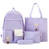 4 Pcs Large Capacity Nylon School Backpack Set