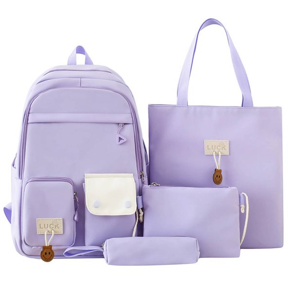 4 Pcs Large Capacity Nylon School Backpack Set