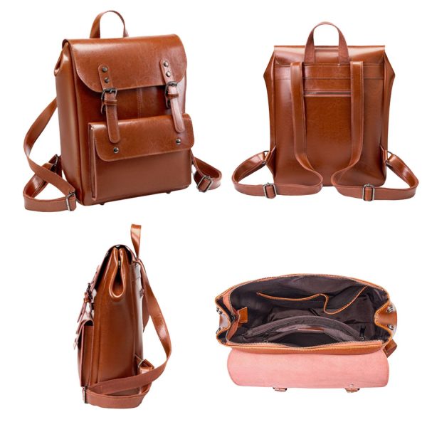 Women Travel Genuine Leather Backpack