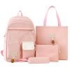 4 Pcs Large Capacity Nylon School Backpack Set