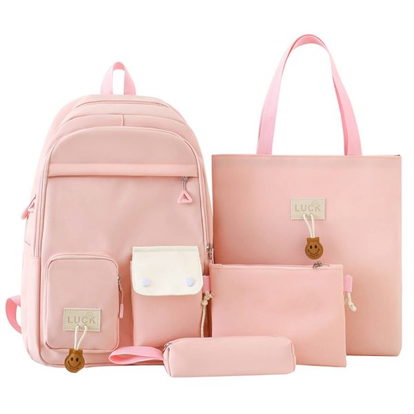 4 Pcs Large Capacity Nylon School Backpack Set