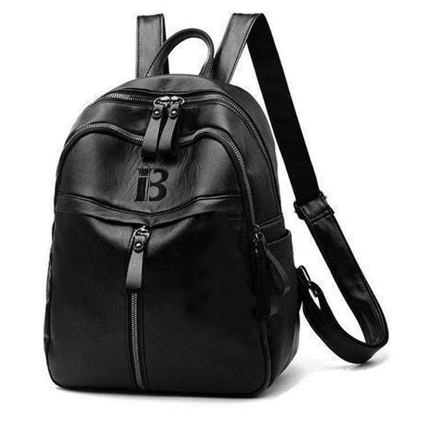 Waterproof PU Leather Double Zipper Backpack