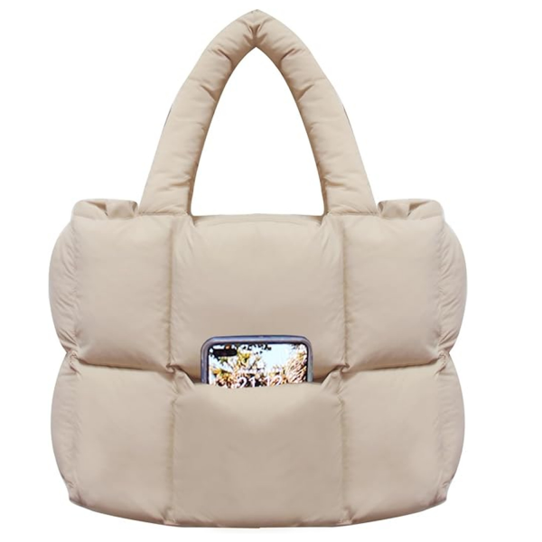 Lightweight Quilted Puffy Nylon Tote Bag