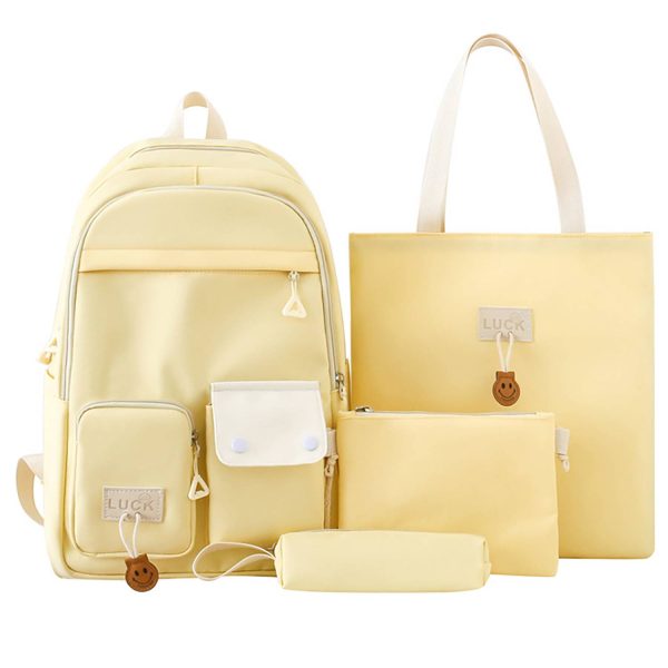 4 Pcs Large Capacity Nylon School Backpack Set