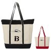 Two Tone Magnetic Snap Canvas Tote Bag