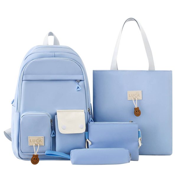 4 Pcs Large Capacity Nylon School Backpack Set