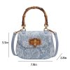 Bamboo Handle PU Leather Crossbody Handbag