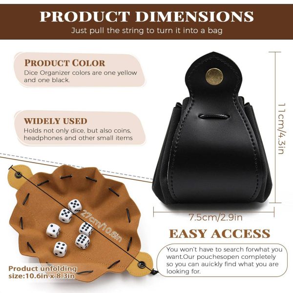 Mini PU Leather Drawstrin Dice Bag