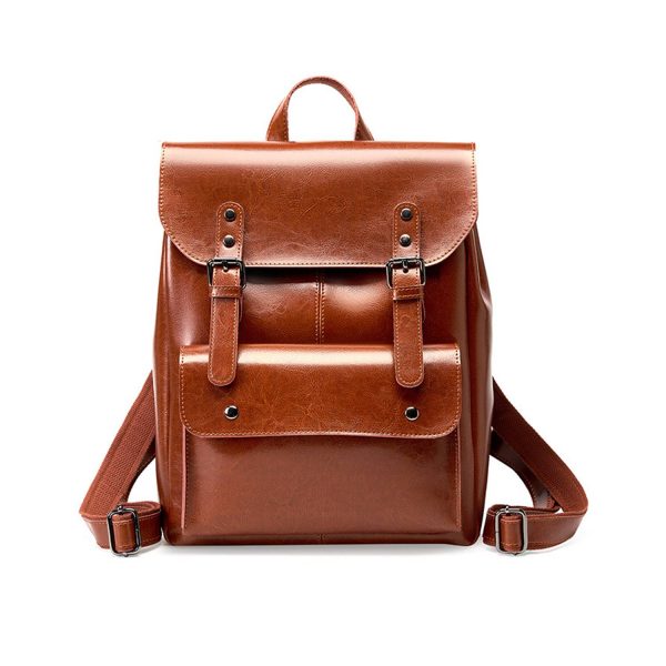 Women Travel Genuine Leather Backpack