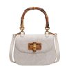 Bamboo Handle PU Leather Crossbody Handbag