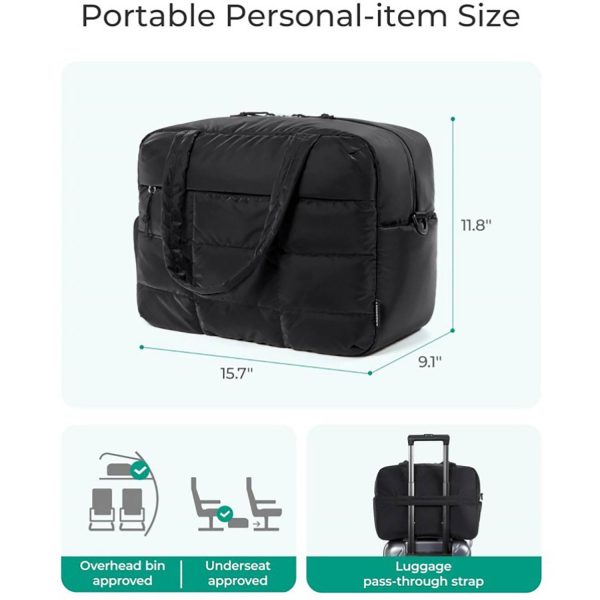 Quilted Nylon Fluffy Tote Bags W/ Shoe Compartment