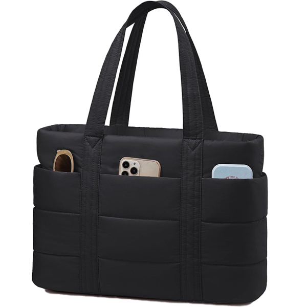 15.6 Inch Lightweight Nylon Puffer Laptop Tote Bag