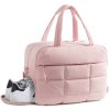 Quilted Nylon Fluffy Tote Bags W/ Shoe Compartment