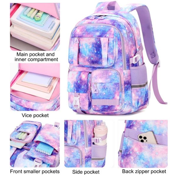 3Pcs Kids Waterproof Oxford Backpack w/Lunch Bag Pencil Case