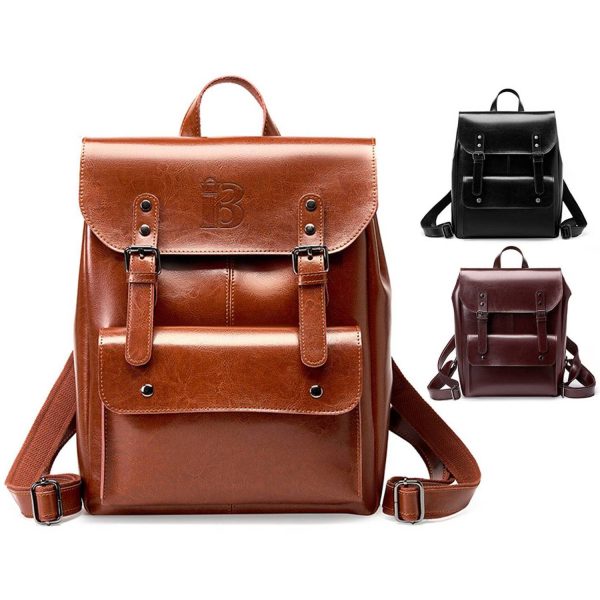 Women Travel Genuine Leather Backpack