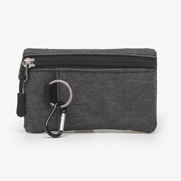 Compact Oxford Zipper Purse Pouch w/ Key Ring