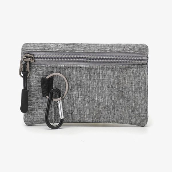 Compact Oxford Zipper Purse Pouch w/ Key Ring