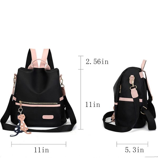 Waterproof Travel Nylon Backpack w/ Cat Pendant