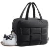 Quilted Nylon Fluffy Tote Bags W/ Shoe Compartment