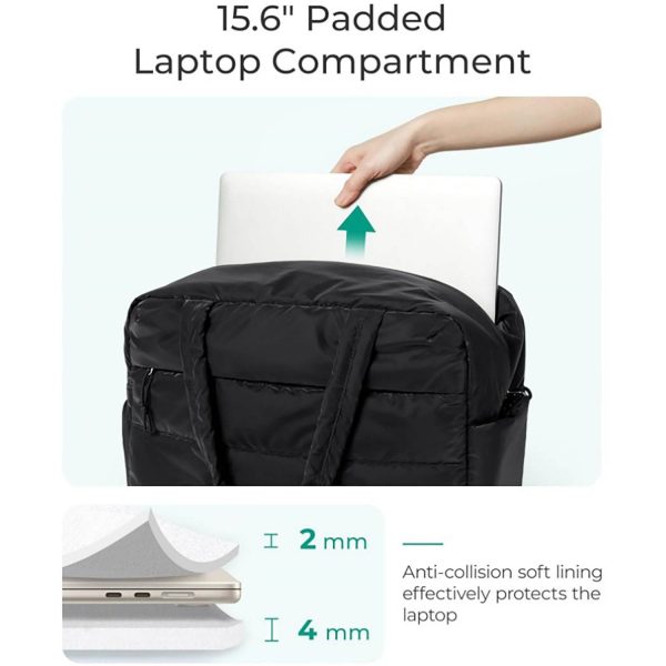 Quilted Nylon Fluffy Tote Bags W/ Shoe Compartment