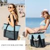 Nylon Zippered Sandproof Foldable Beach Tote Bag