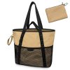 Nylon Zippered Sandproof Foldable Beach Tote Bag