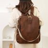 Lightweight Multi-Pocket PU Leather Women Backpack