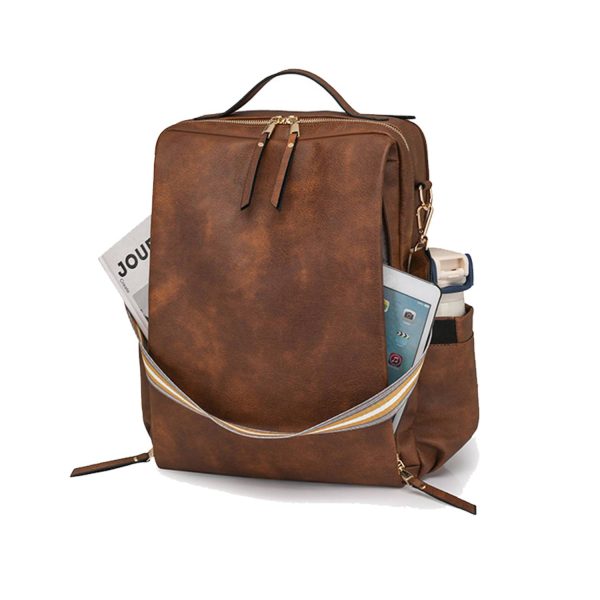 Lightweight Multi-Pocket PU Leather Women Backpack