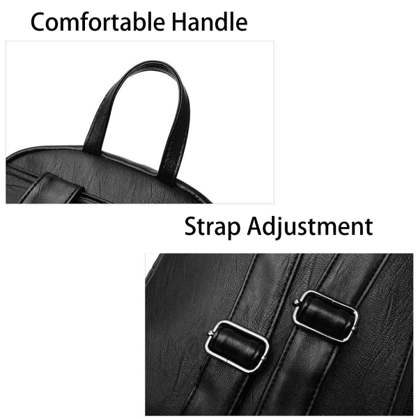 Waterproof PU Leather Double Zipper Backpack