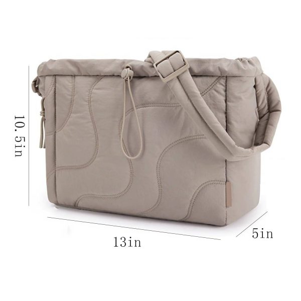 Adjustable Strap Puffer Quilted Nylon Tote Bag