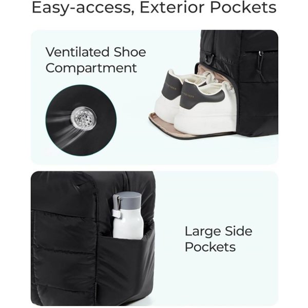 Quilted Nylon Fluffy Tote Bags W/ Shoe Compartment