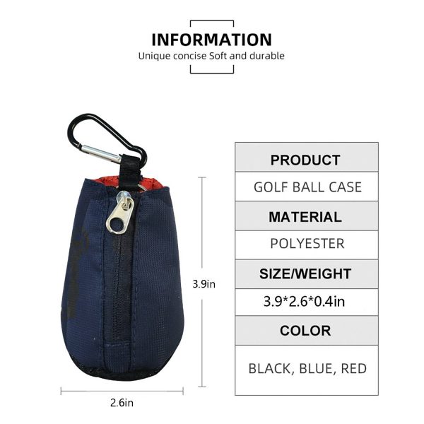 Mini Polyester Golf Ball Pouch w/ Carabiner
