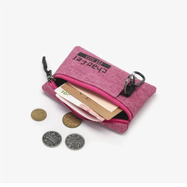Compact Oxford Zipper Purse Pouch w/ Key Ring
