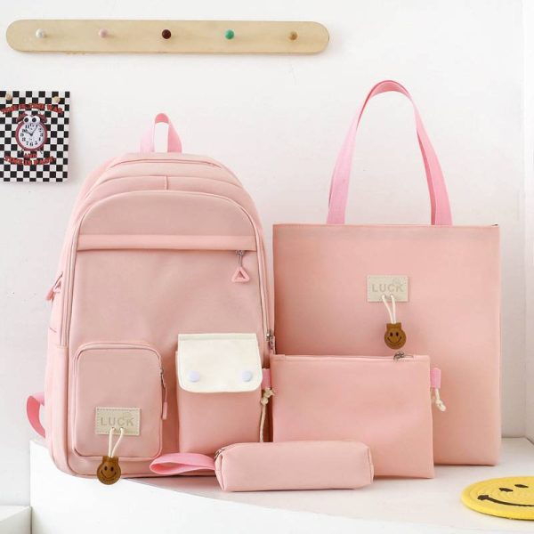 4 Pcs Large Capacity Nylon School Backpack Set