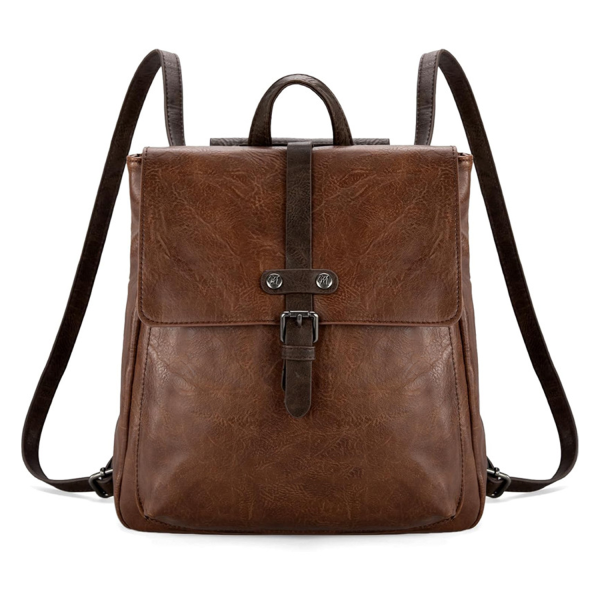 Large Capacity PU Leather Retro Backpack