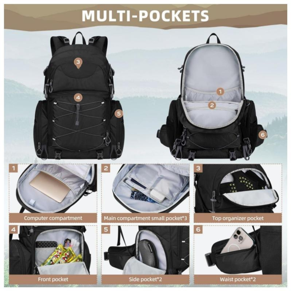 Large Capacity Water Resistant Polyester Hiking Backpack