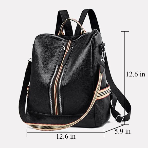 Adjustable Strap PU Leather Women Retro Backpack