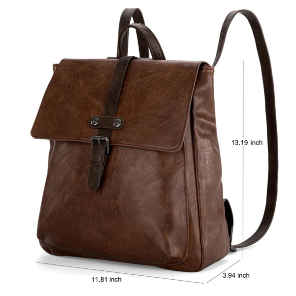 Large Capacity PU Leather Retro Backpack