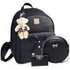 3 Pcs PU Leather Girls Bowknot Backpack Set