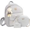 3 Pcs PU Leather Girls Bowknot Backpack Set