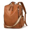 Lightweight Multi-Pocket PU Leather Women Backpack